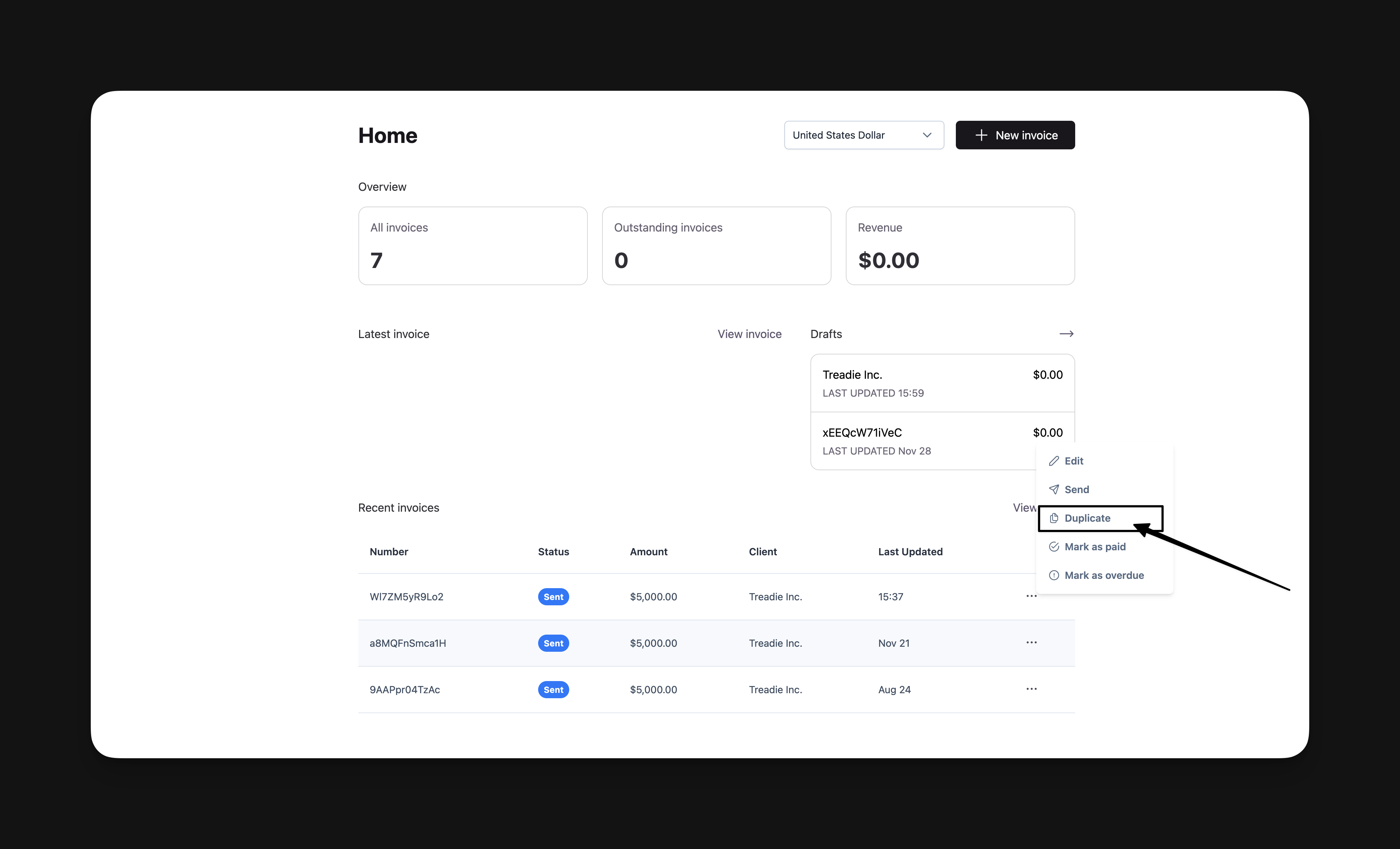 Duplicate an invoice