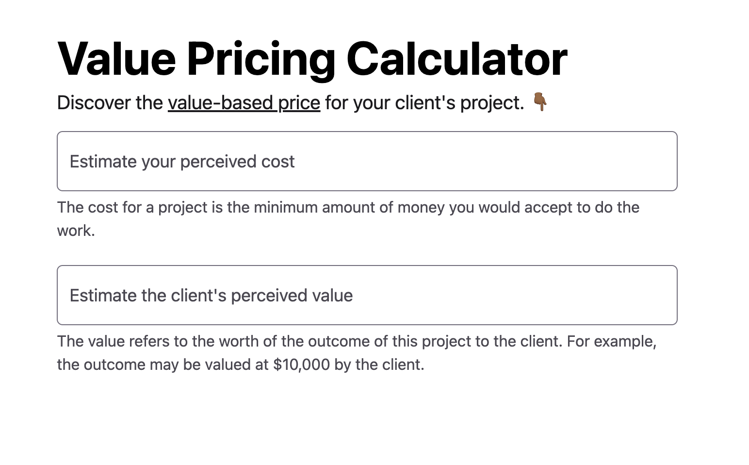 Value Pricing Calculator